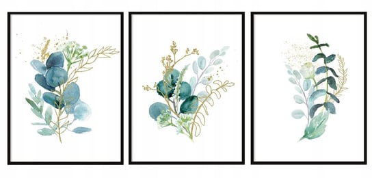 Obraz w ramie czarnej E-DRUK, Tryptyk Kwiaty, 33x43 cm, P1453 e-druk