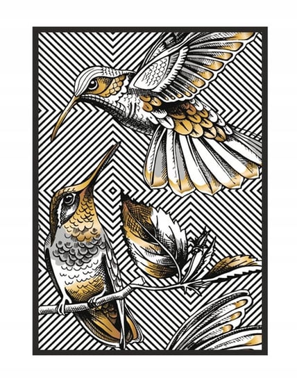 Obraz w ramie czarnej E-DRUK, Złote ptaki, 53x73 cm, P1257 e-druk