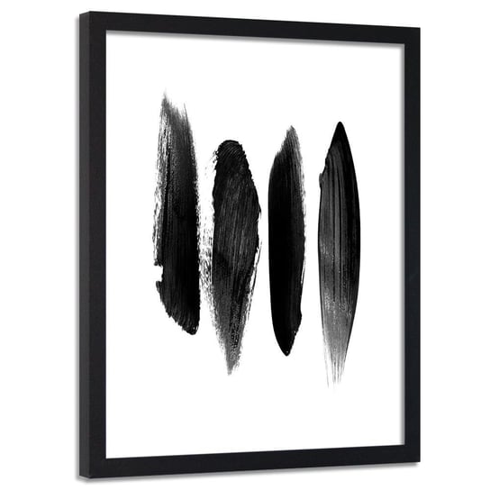 Obraz w ramie czarnej FEEBY, Abstrakcja Czarno Biały 80x120 Feeby