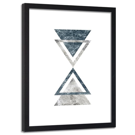 Obraz w ramie czarnej FEEBY, Abstrakcja marmur trójkąty 60x90 Feeby