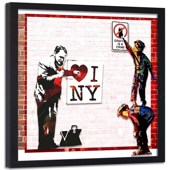 Obraz w ramie czarnej FEEBY, Banksy - I love New York 40x40 Feeby