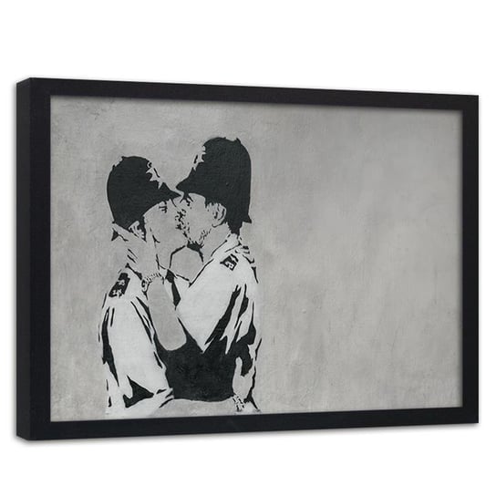 Obraz w ramie czarnej FEEBY, Banksy Kissing Coppers 90x60 Feeby