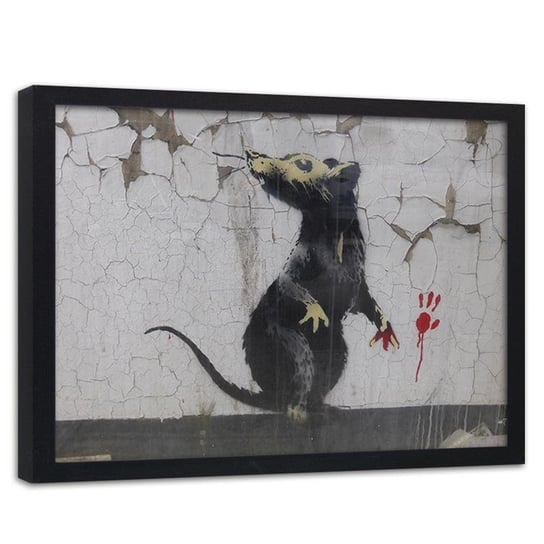Obraz w ramie czarnej FEEBY, Banksy Street Art Szczur 30x20 Feeby