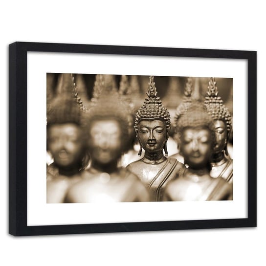Obraz w ramie czarnej FEEBY, Brązowy Buddha Feng Shui 120x80 Feeby