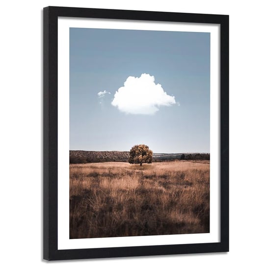 Obraz w ramie czarnej FEEBY, Drzewo Pole Krajobraz obraz 80x120 Feeby