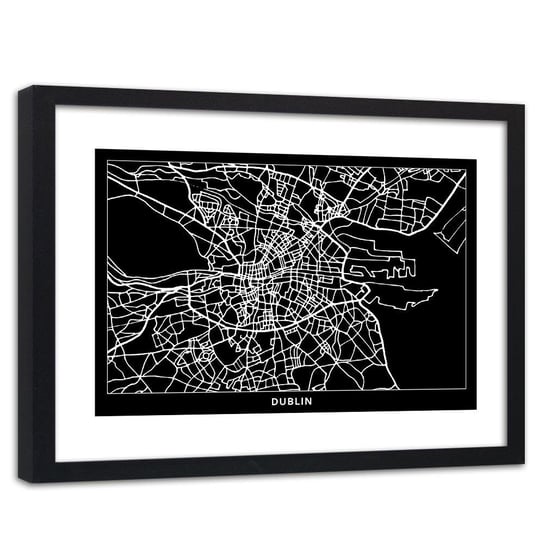 Obraz w ramie czarnej FEEBY, Dublin Plan Miasta 90x60 Feeby