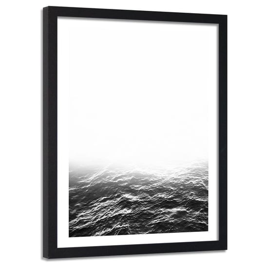 Obraz w ramie czarnej FEEBY, Fale Morze Czarno Biały 40x60 Feeby