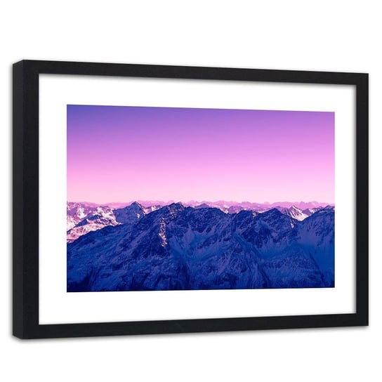 Obraz w ramie czarnej FEEBY, Góry Wschód Słońca Lila 120x80 Feeby