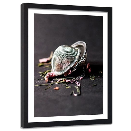 Obraz w ramie czarnej FEEBY, Herbata Róża Roślina Liście 40x60 Feeby