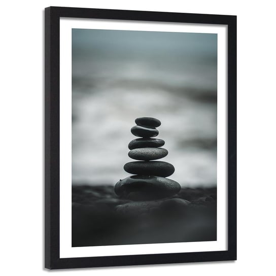 Obraz w ramie czarnej FEEBY, Kamienie Morze Zen 40x60 Feeby