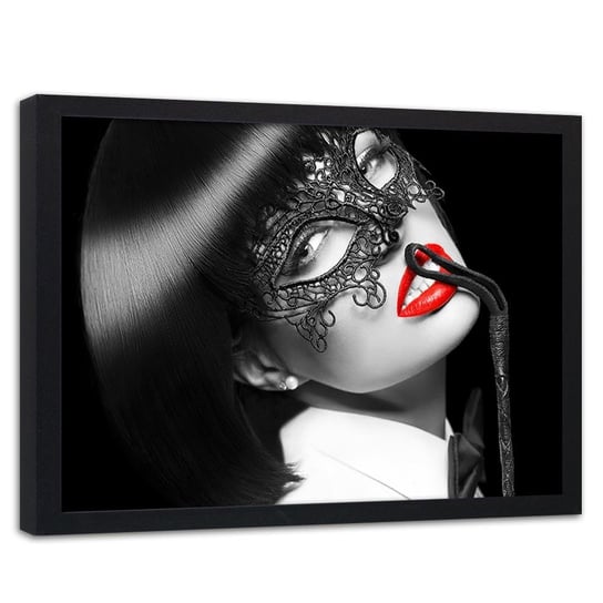 Obraz w ramie czarnej FEEBY, Kobieta w czarnej masce 120x80 Feeby