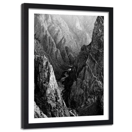 Obraz w ramie czarnej FEEBY, Krajobraz Góry Czarno Biały 60x90 Feeby