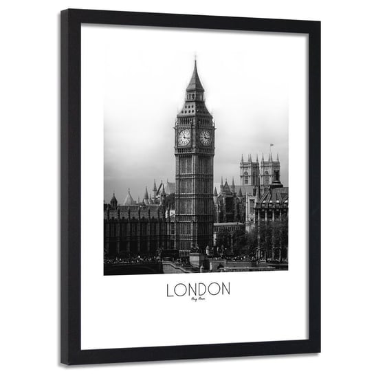 Obraz w ramie czarnej FEEBY, Miasto Londyn - Big Ben 60x90 Feeby