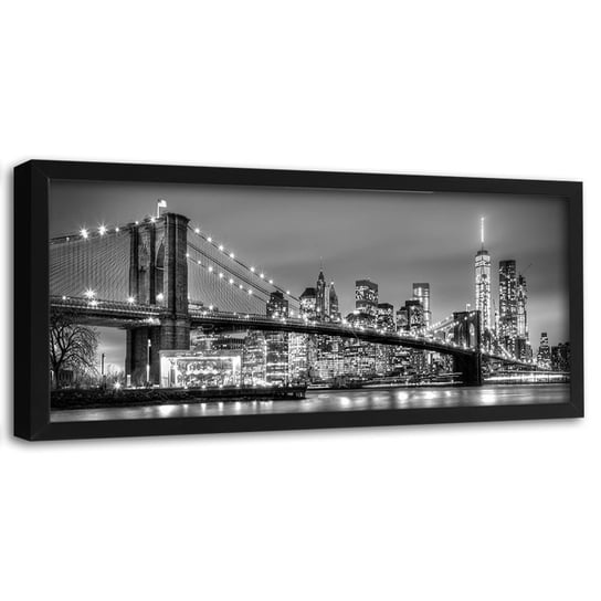 Obraz w ramie czarnej FEEBY, Nowy Jork Most Brookliński 90x30 Feeby
