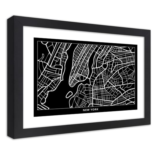 Obraz w ramie czarnej FEEBY, Nowy Jork Plan Miasta 30x20 Feeby