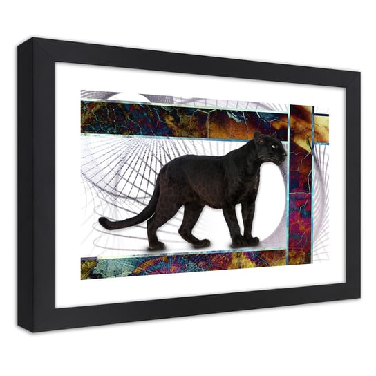 Obraz w ramie czarnej FEEBY, Pantera Zwierzęta 100x70 Feeby