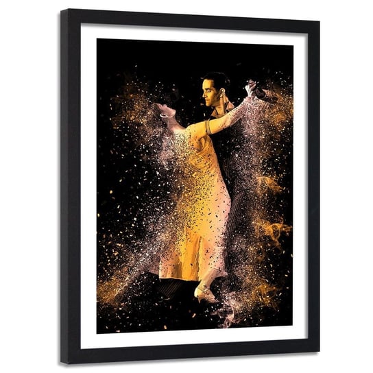Obraz w ramie czarnej FEEBY, Para Taniec Złoty 40x60 Feeby