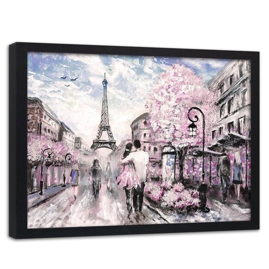 Obraz w ramie czarnej FEEBY, Paryż Miasto Różowy Olejny 120x80 Feeby