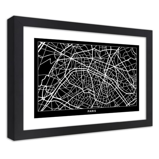 Obraz w ramie czarnej FEEBY, Paryż Plan Miasta 30x20 Feeby