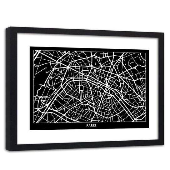 Obraz w ramie czarnej FEEBY, Paryż Plan Miasta 60x40 Feeby