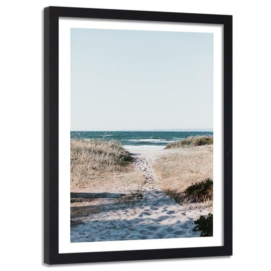 Obraz w ramie czarnej FEEBY, Plaża Morze Ścieżka Piasek 60x90 Feeby