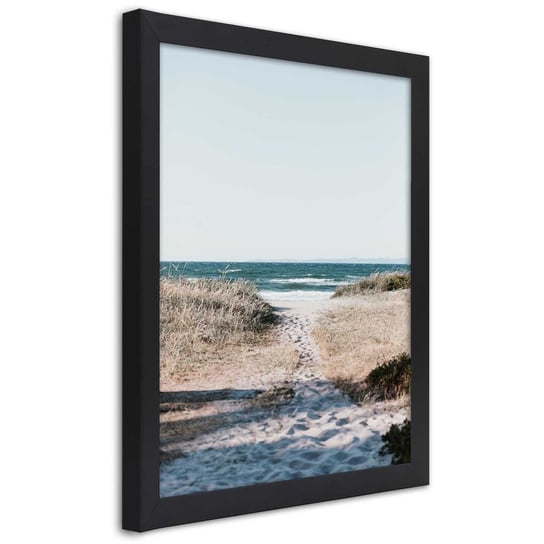 Obraz w ramie czarnej FEEBY, Plaża Morze Ścieżka Piasek 70x100 Feeby
