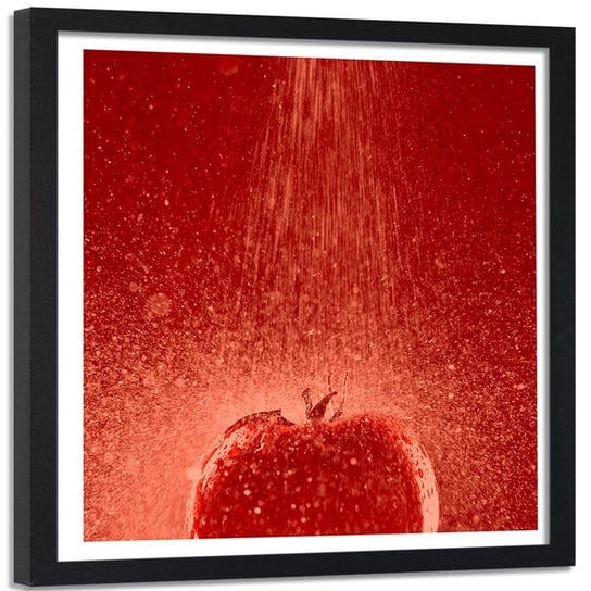 Obraz w ramie czarnej FEEBY, Pomidor Krople Wody 90x90 Feeby