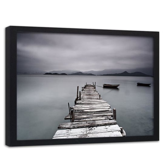 Obraz w ramie czarnej FEEBY, Pomost nad Jeziorem 120x80 Feeby