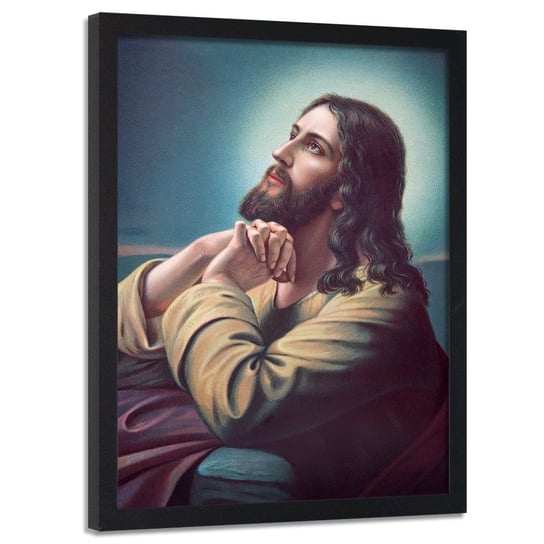 Obraz w ramie czarnej FEEBY, REPRODUKCJA Modlitwa Jezusa 60x90 Feeby