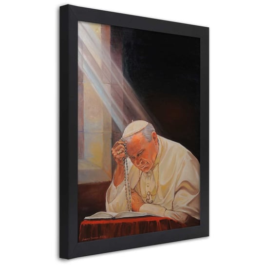 Obraz w ramie czarnej FEEBY, REPRODUKCJA Papież Jan Paweł II 20x30 Feeby