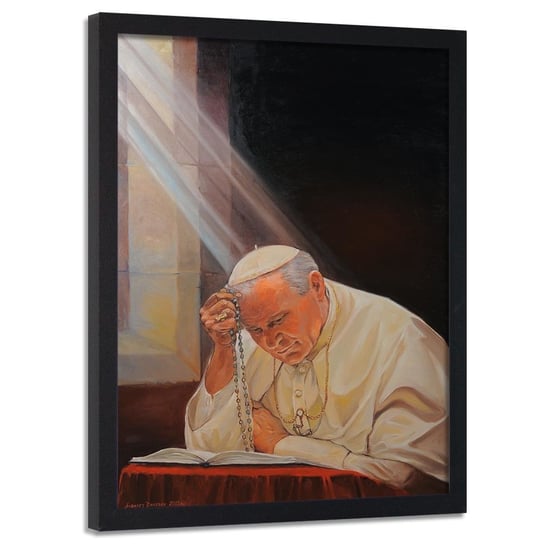 Obraz w ramie czarnej FEEBY, REPRODUKCJA Papież Jan Paweł II 40x60 Feeby