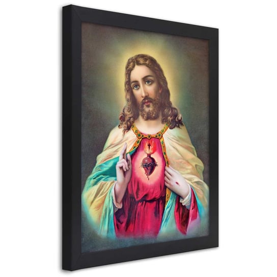 Obraz w ramie czarnej FEEBY, REPRODUKCJA Serce Jezusa 20x30 Feeby