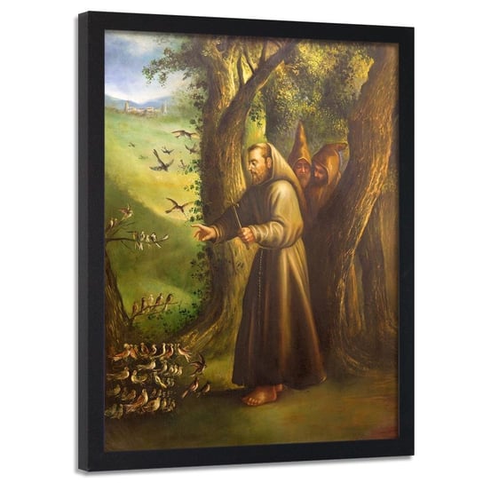 Obraz w ramie czarnej FEEBY, REPRODUKCJA Święty Franciszek z Asyżu 80x120 Feeby
