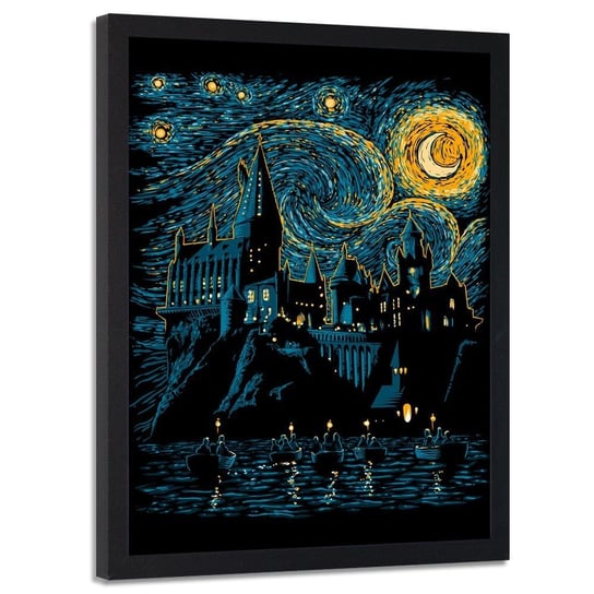 Obraz w ramie czarnej FEEBY, Szkoła czarodziejów van Gogh, 40x60 cm Feeby