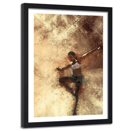 Obraz w ramie czarnej FEEBY, Tańcząca dziewczynka abstrakcja, 80x120 cm Feeby