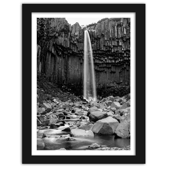 Obraz w ramie czarnej FEEBY, Wodospad wśród skał, 40x50 cm Feeby