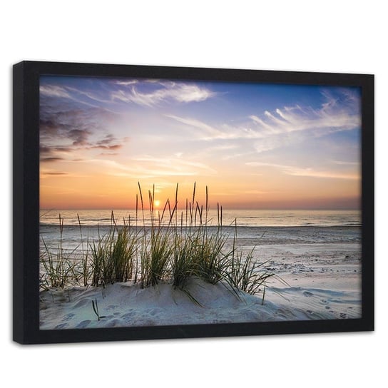 Obraz w ramie czarnej FEEBY, Zachód słońca na plaży 90x60 Feeby