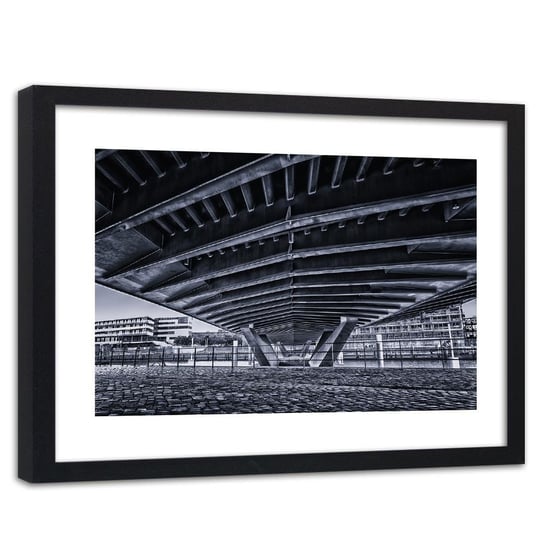 Obraz w ramie czarnej: Pod wielkim mostem, 60x90 cm Feeby