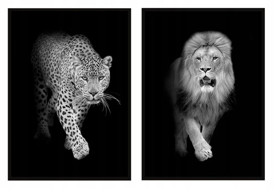 Obraz w ramie E-DRUK, Dyptyk zwierzęta, 33x43 cm e-druk