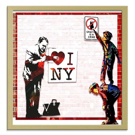 Obraz w ramie naturalnej FEEBY, Banksy - I love New York 40x40 Feeby