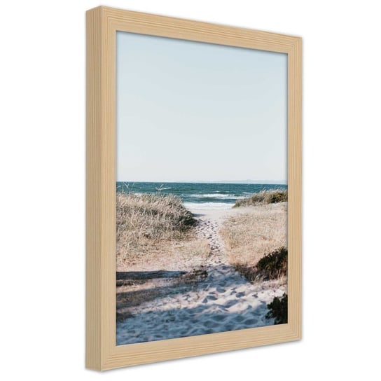 Obraz w ramie naturalnej FEEBY, Plaża Morze Ścieżka Piasek 70x100 Feeby