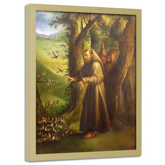 Obraz w ramie naturalnej FEEBY, REPRODUKCJA Święty Franciszek z Asyżu 80x120 Feeby