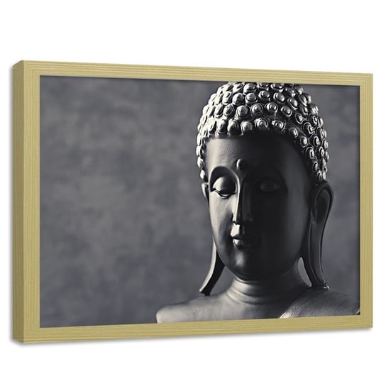 Obraz w ramie naturalnej FEEBY, Zen Buddha na szarym tle 60x40 Feeby