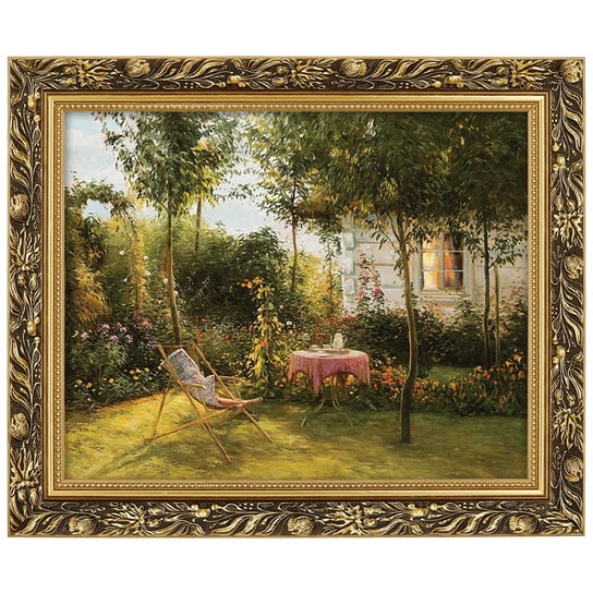 Obraz w złotej ramie Makówka w rozmiarze 40x50 cm - Dom w ogrodzie II, Zygmunt Konarski POSTERGALERIA