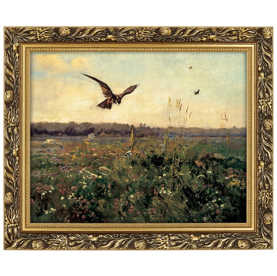 Obraz w złotej ramie Makówka w rozmiarze 40x50 cm -  Jastrząb. Pogoda, Józef Chełmoński POSTERGALERIA