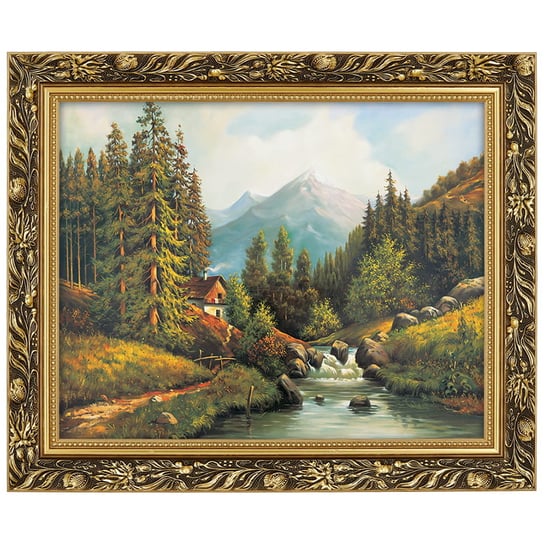 Obraz w złotej ramie Makówka w rozmiarze 40x50 cm -  Nad potokiem, Marian Kaszuba POSTERGALERIA