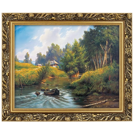 Obraz w złotej ramie Makówka w rozmiarze 40x50 cm -  Nad rzeką, Marian Kaszuba POSTERGALERIA
