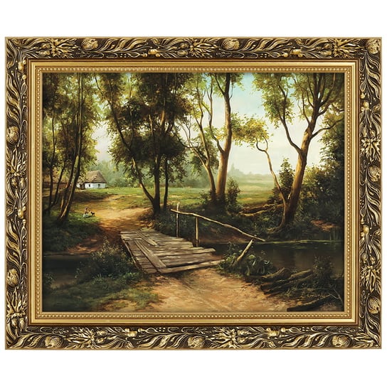 Obraz w złotej ramie Makówka w rozmiarze 40x50 cm – Stary mostek, Zygmunt Konarski POSTERGALERIA