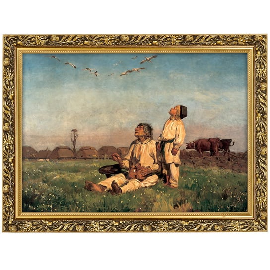 Obraz w złotej ramie Makówka w rozmiarze 50x70 cm - Bociany, Józef Chełmoński POSTERGALERIA