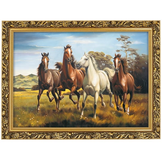 Obraz w złotej ramie Makówka w rozmiarze 50x70 cm - Konie II, Marian Kaszuba POSTERGALERIA